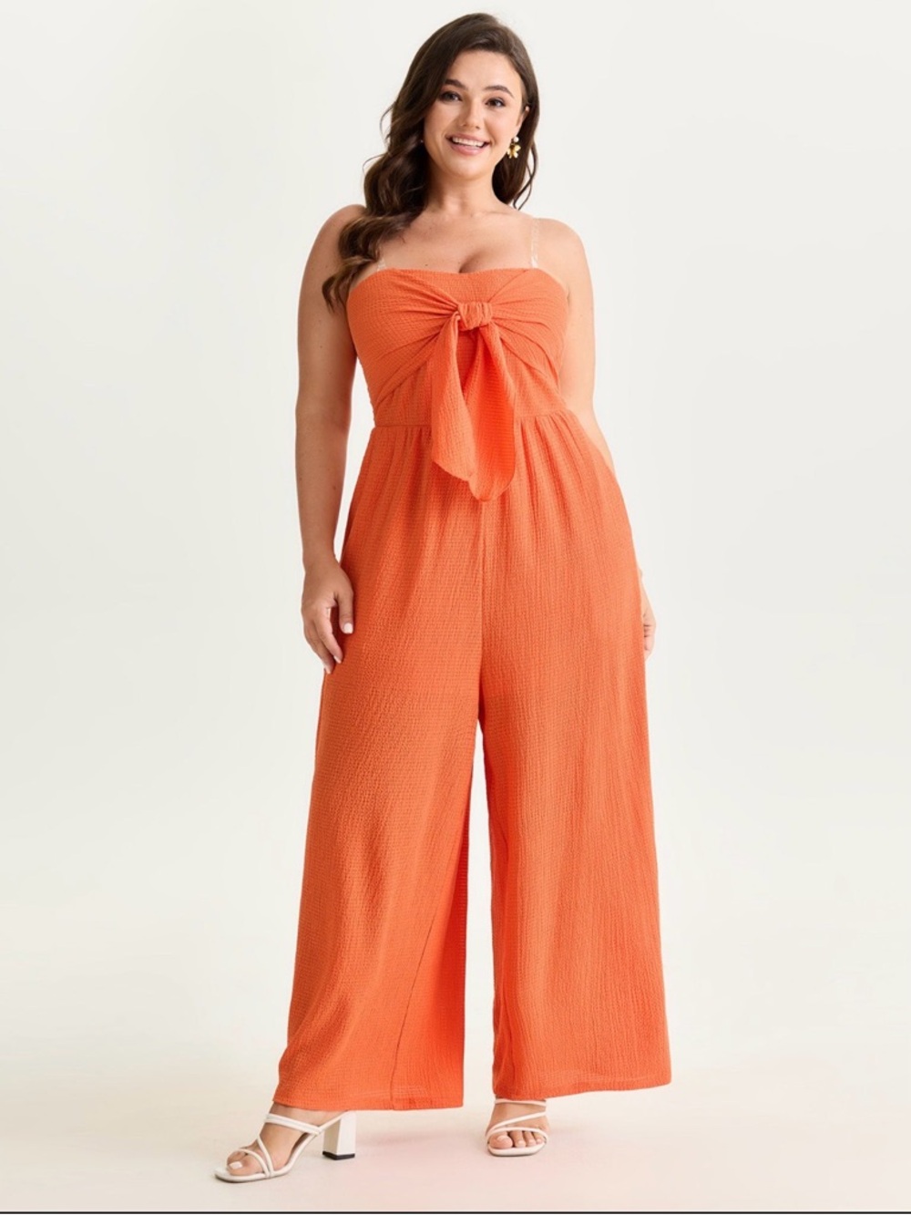 NWT.....Women’s Orange Off-Shoulder Jumpsuit - Picture 4 of 13